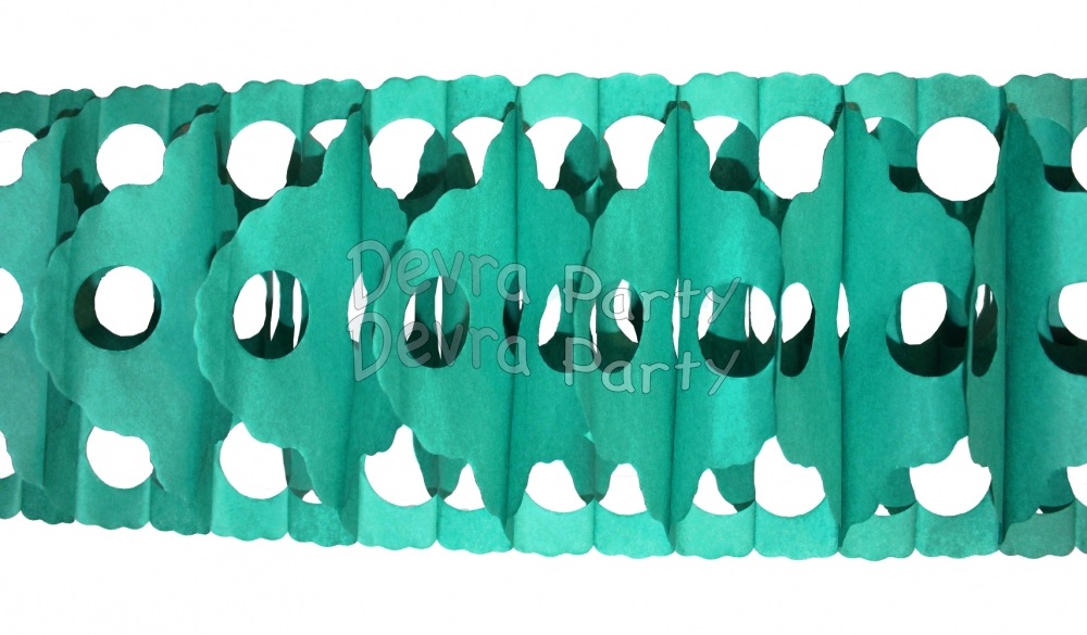 Teal Full Tissue Garland, 12 ft. (12 pcs) - Click Image to Close