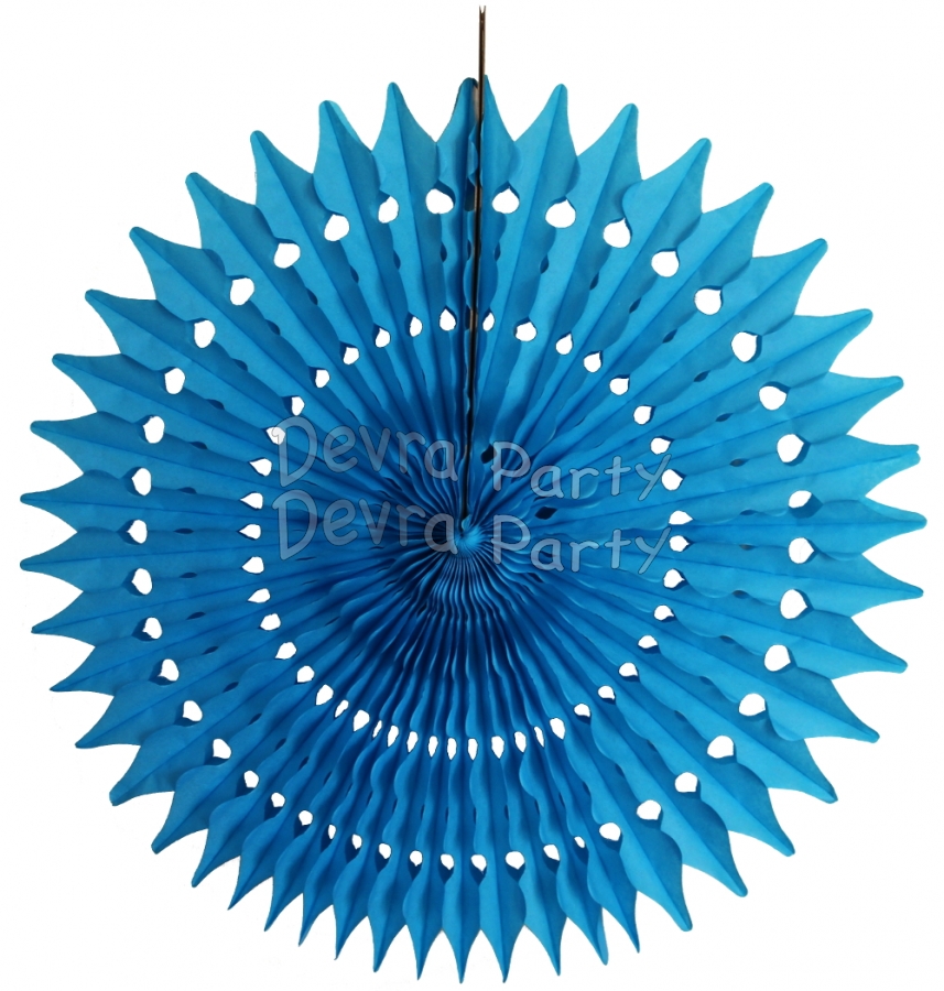 21 Inch Tissue Fan Turquoise (12 pcs) - Click Image to Close