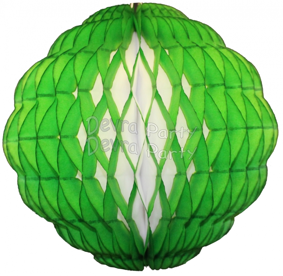 14 Inch Puff Ball Light Green and White (12 pcs) - Click Image to Close