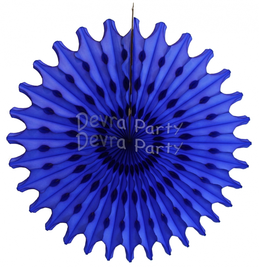 Dark Blue 18 Inch Tissue Paper Fan (12 Pieces) - Click Image to Close