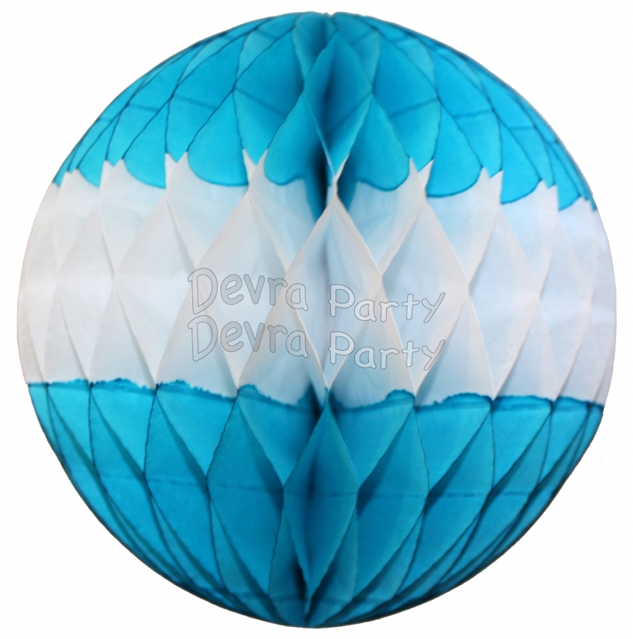 Turquoise Blue and White Honeycomb Balls (12 pcs) - Click Image to Close