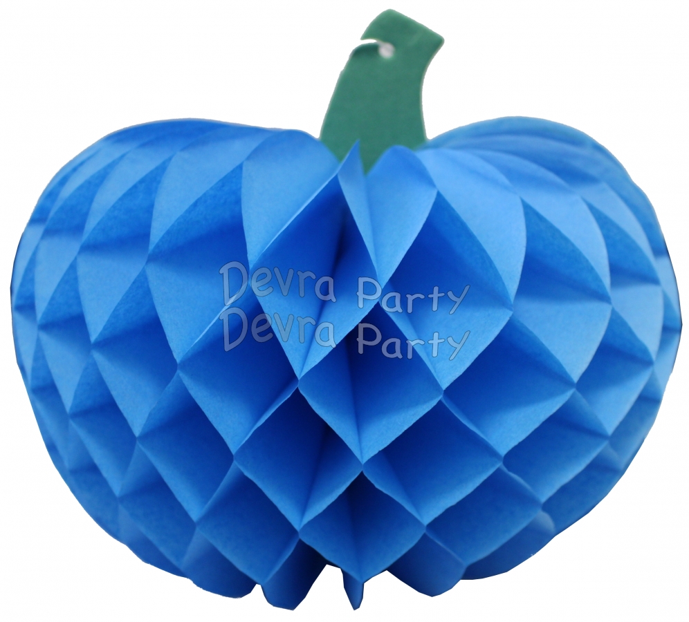 Tissue Paper Pumpkin Decoration, 10 Inch, Turquoise (12 pcs) - Click Image to Close