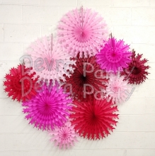 10-piece Tissue Paper Snowflake Set, Red Pink Mix (single kit)