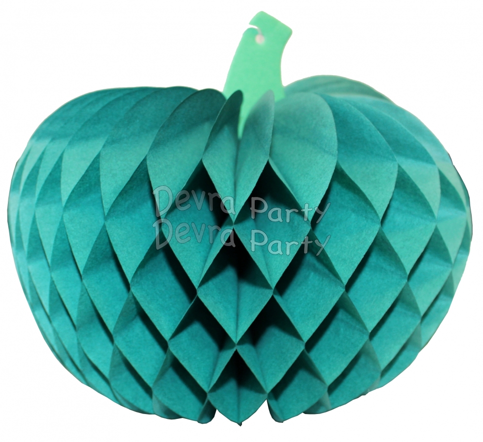 Tissue Paper Pumpkin Decoration, 10 Inch, Teal Green (12 pcs) - Click Image to Close